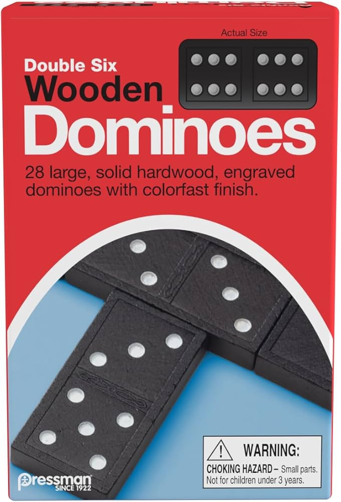 Pressman Toy Double Six Wooden Dominoes, 28 Pieces Wooden Dominoes Six | Amazon (US)