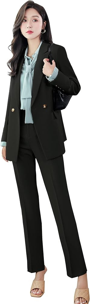 SUSIELADY Women's Blazer Suits Two Piece Solid Work Pant Suit for Women Business Office Lady Suit... | Amazon (US)
