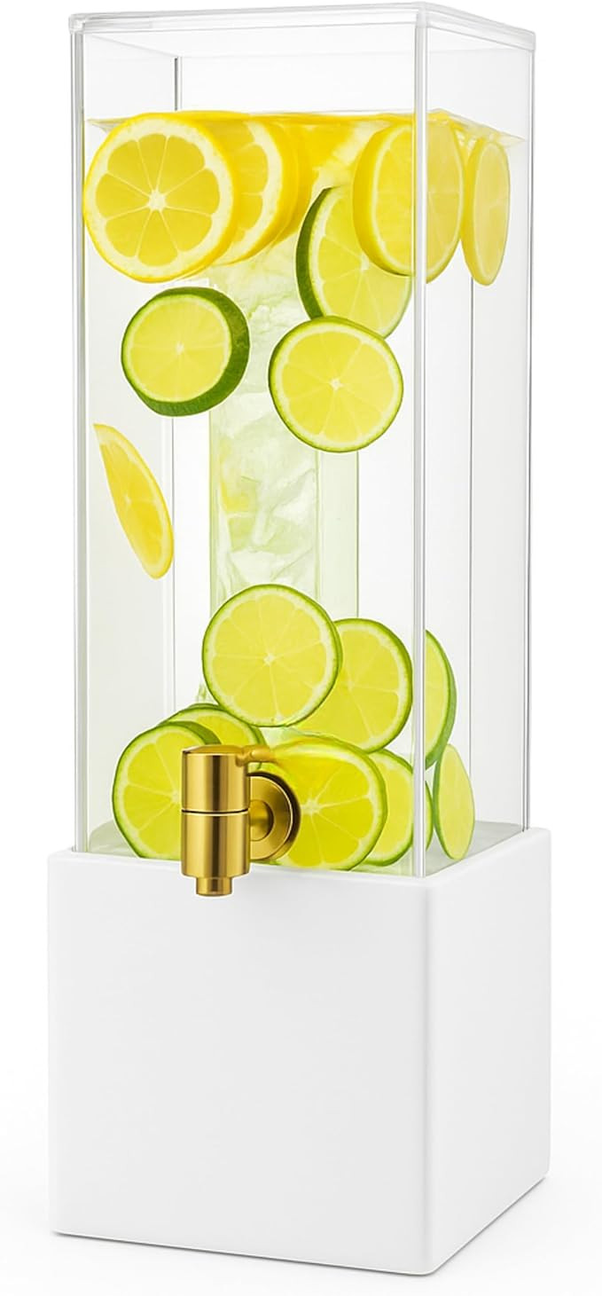 1.25 Gallon Acrylic Beverage Dispenser with Metal Stand – Cold Drink Server with Built-in Ice C... | Amazon (US)