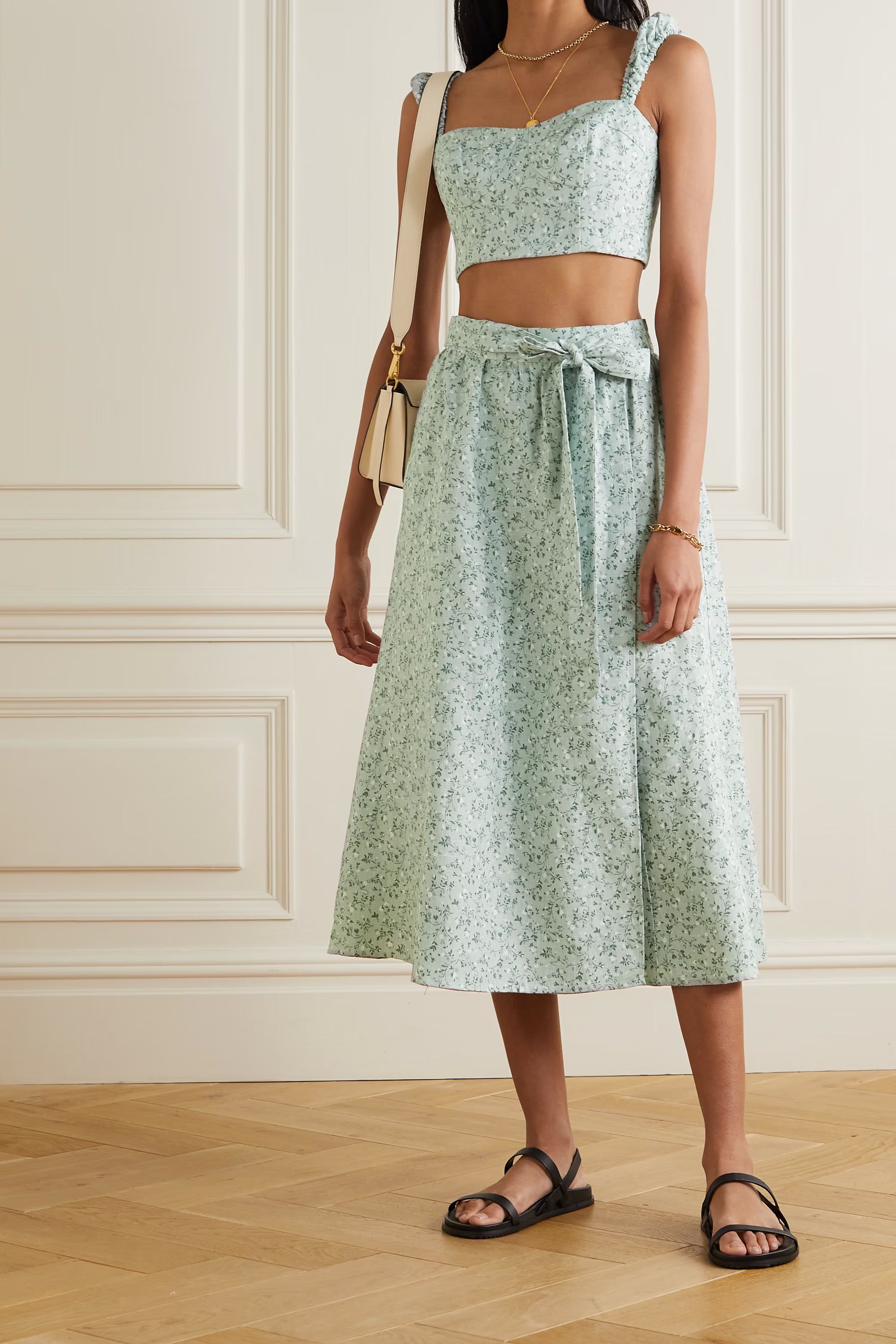 Clyde floral-print linen top and skirt set | NET-A-PORTER (US)