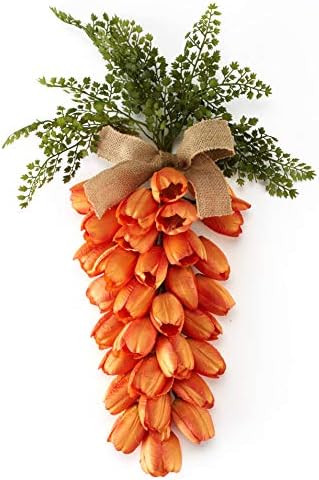 The Lakeside Collection Artificial Hanging Carrot Swag with Decorative Burlap Bow - Floral Indoor Ac | Amazon (US)