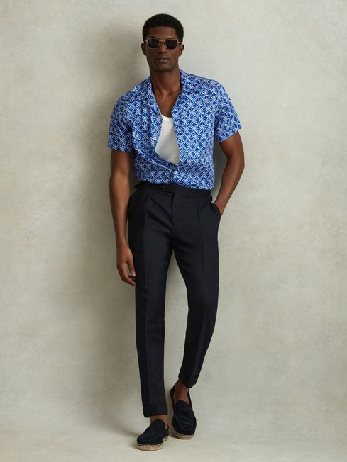 Printed Cuban Collar Shirt | Reiss US