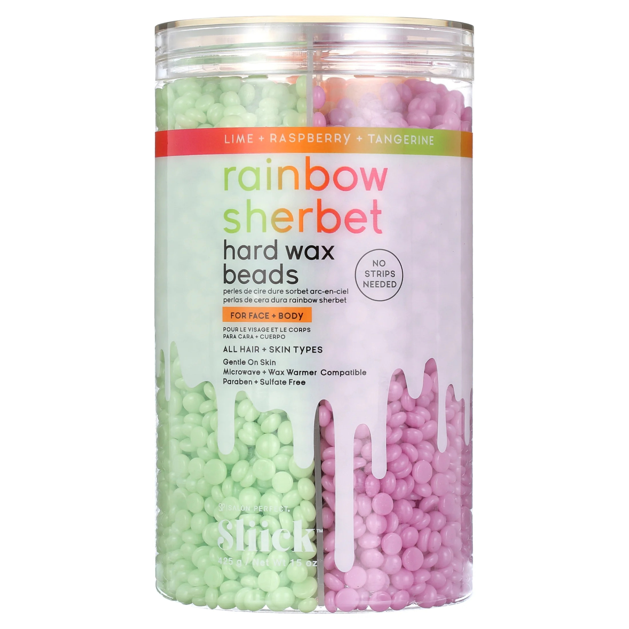 Sliick by Salon Perfect Rainbow Sherbert Hard Wax Beads, at Home Waxing, For Face & Body, 15oz | Walmart (US)