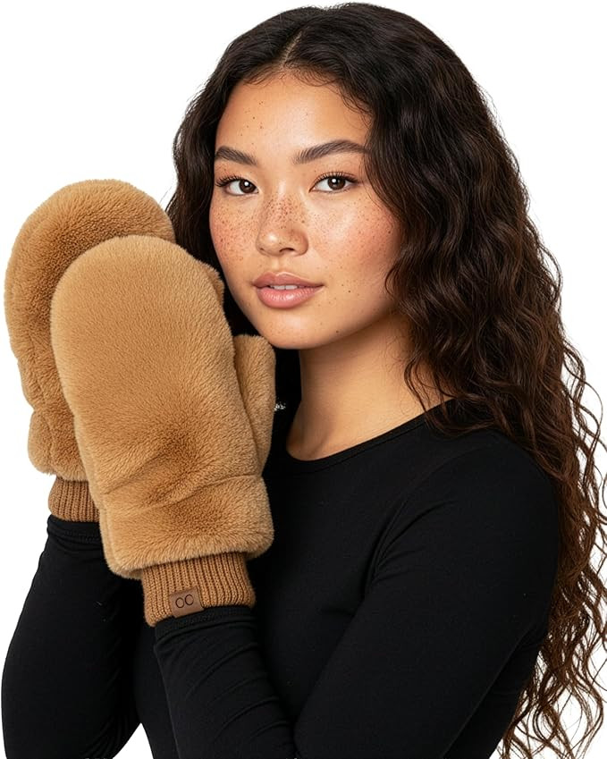 Funky Junque Faux Fur Flip Mittens Womens Warm Convertible Fingerless Gloves | Amazon (US)