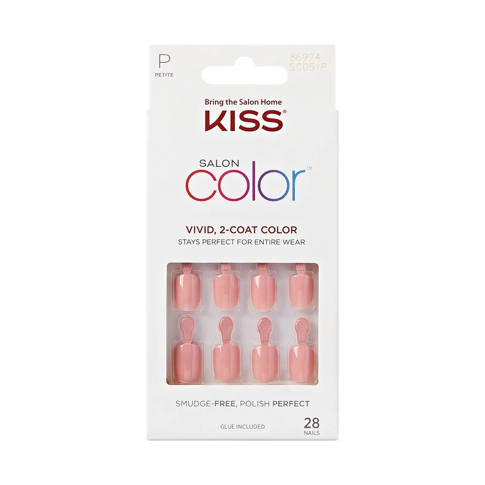 KISS Salon Color Nails, Pink, Petite Square, 'The Best Seller', 31 Ct. | Walmart (US)