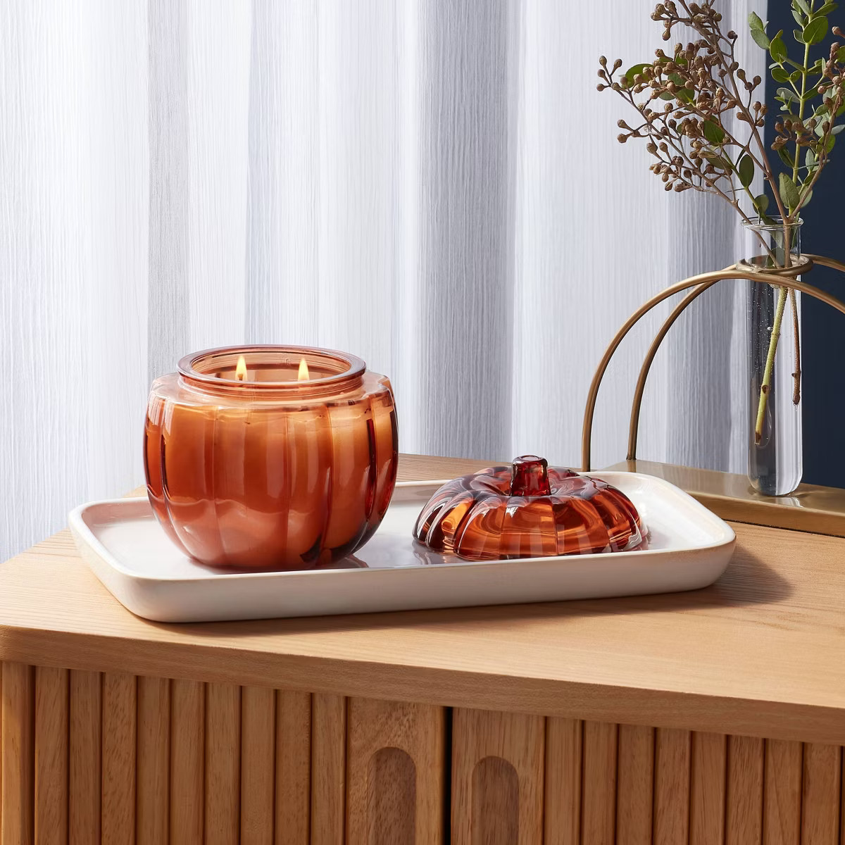 Glass Figural Pumpkin Spice Candle Orange - Threshold™ | Target