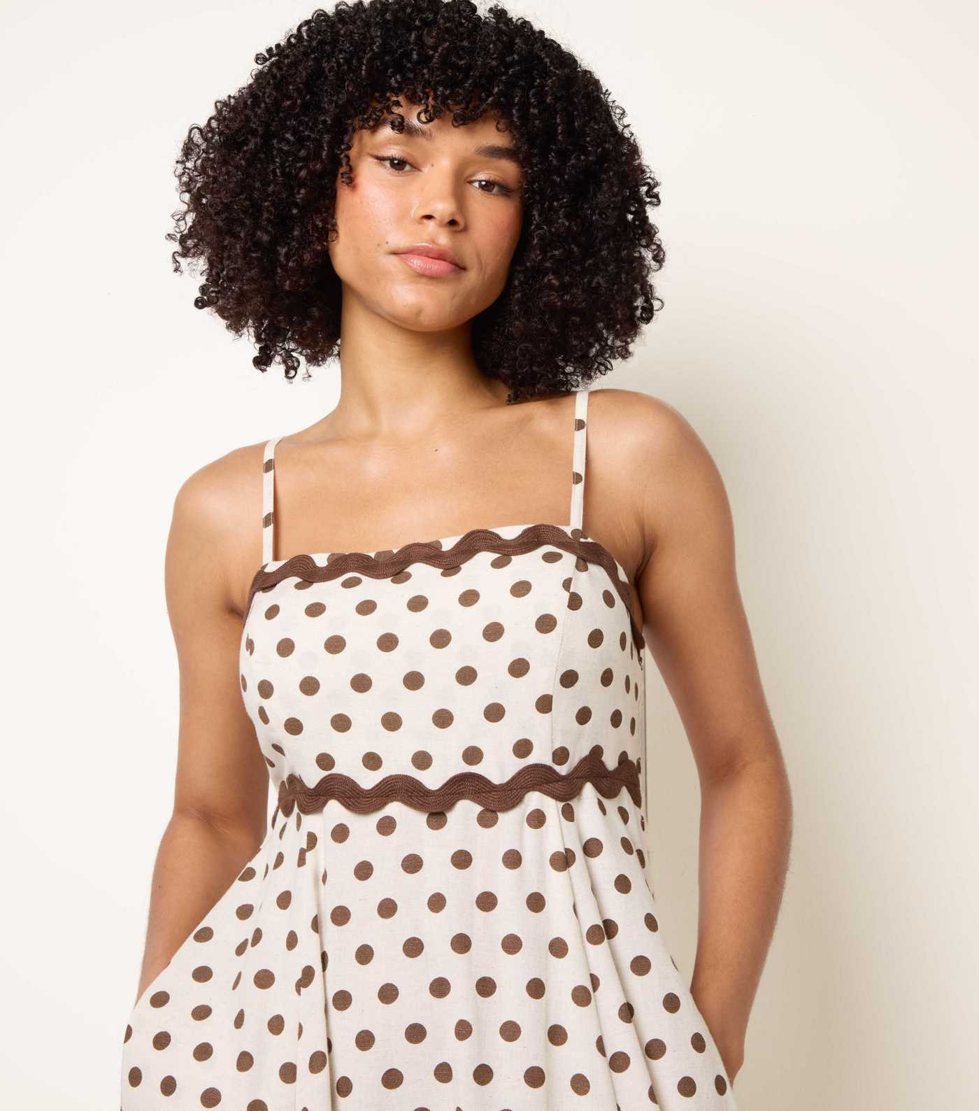 Blue Vanilla Cream Polka Dot Midi Dress | New Look | New Look (UK)