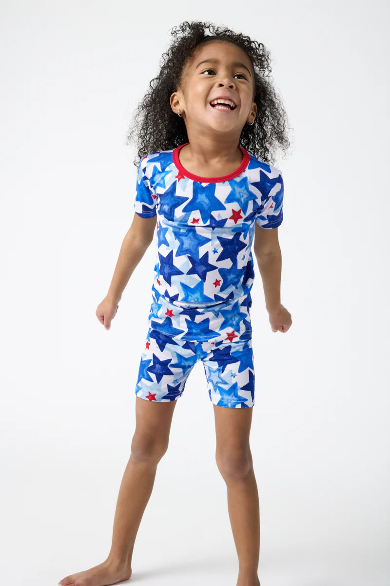 Starry Splash Two-Piece Short Sleeve & Shorts Pajama Set | Little Sleepies