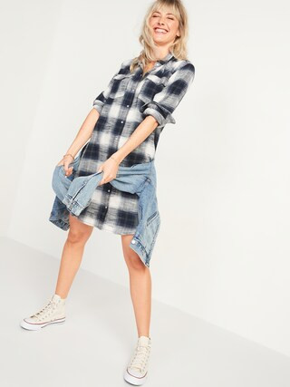 Plaid Flannel Western Shirt Dress for Women | Old Navy (US)