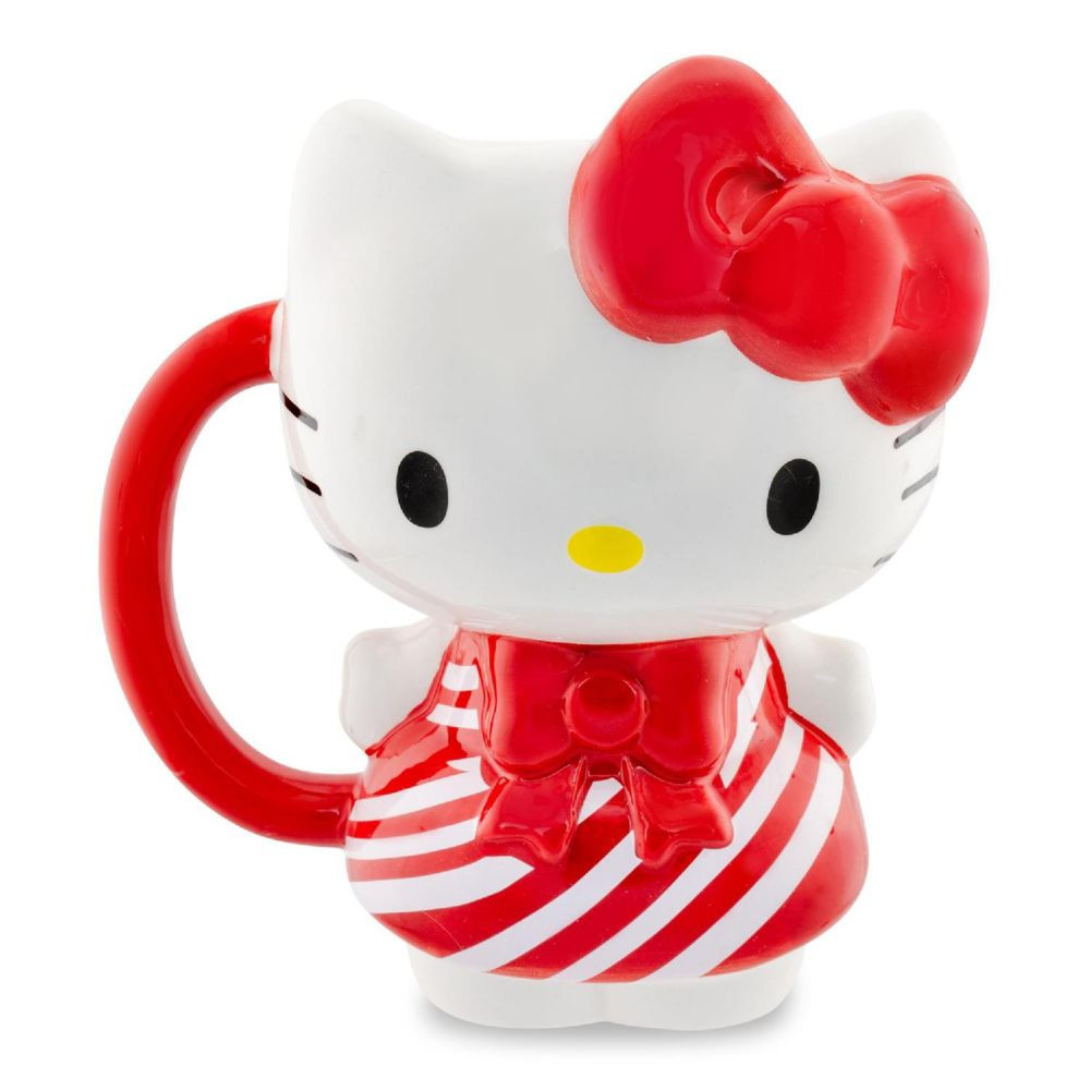 Sanrio Hello Kitty Candy Cane Dress 3D Sculpted Ceramic Mug Holds 20 Ounces Red | Oriental Trading Company