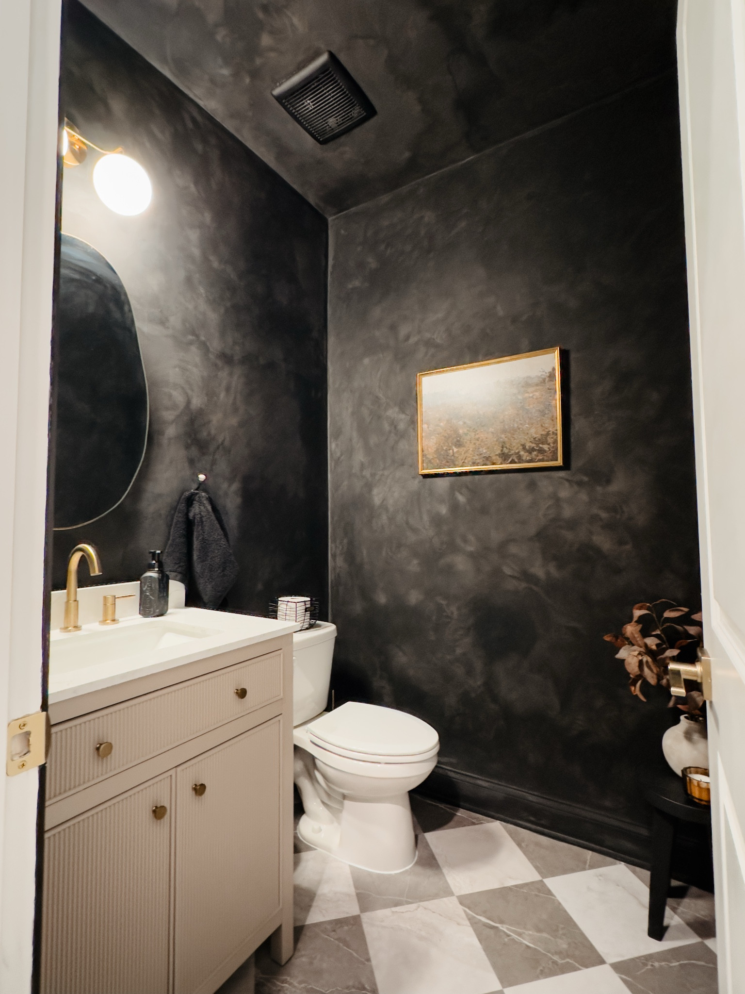 Moody lime wash black powder room 

#LTKStyleTip #LTKHome