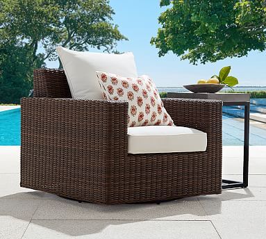 Torrey All-Weather Wicker Square Arm Swivel Lounge Chair | Pottery Barn (US)