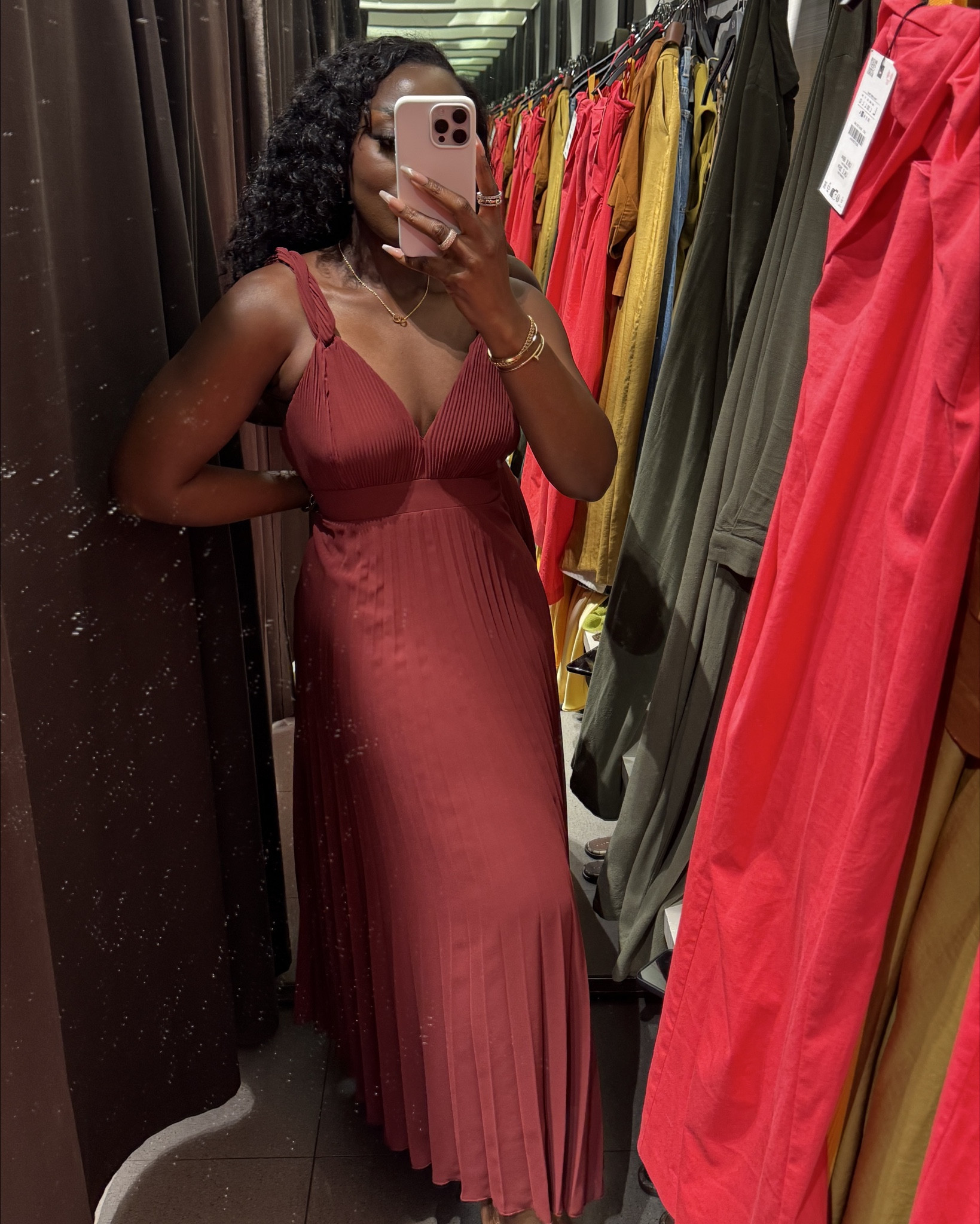 I grabbed a large in this maroon/burgundy ZARA dress because I normally wear a large. But I would certainly need a medium. This will be a beautiful wedding guest dress for sure.

#LTKBeauty #LTKStyleTip