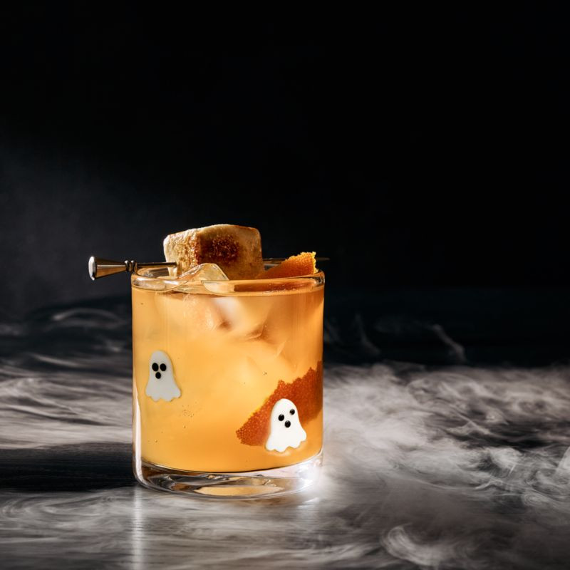 Halloween Ghost Icon 15-Oz. Double Old-Fashioned Glass | Crate & Barrel