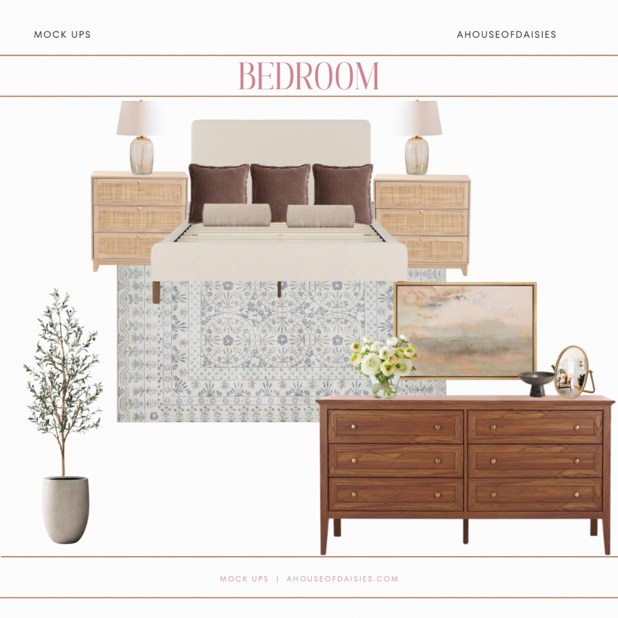 Neutral bedroom, white bedframe, wood dresser, pottery barn, neutral rug, bedroom styling, guest room, primary bedroom 

#LTKFindsUnder50 #LTKStyleTip #LTKHome