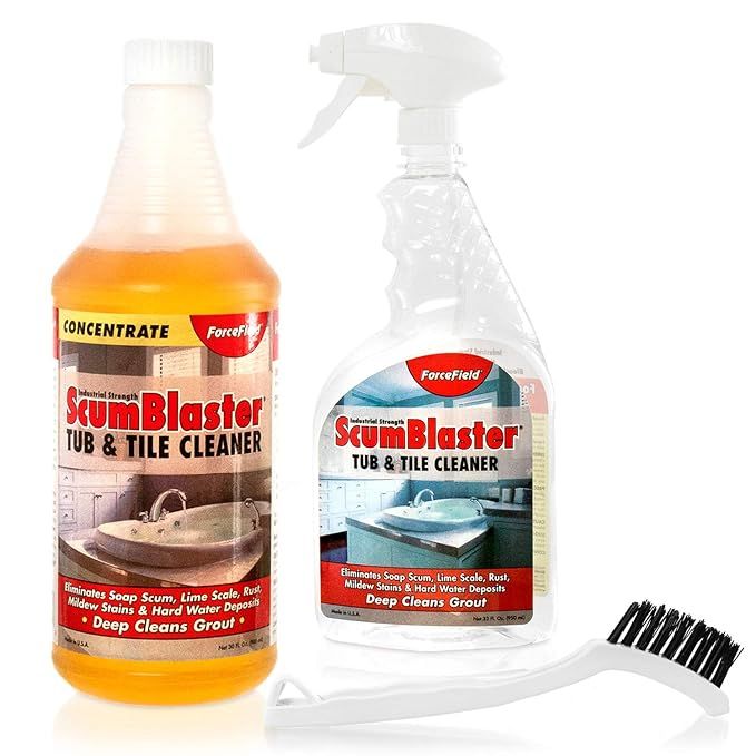 ForceField ScumBlaster: Soap Scum Remover, Tile and Grout Cleaner, Hard Water Stains, Mildew and ... | Amazon (US)