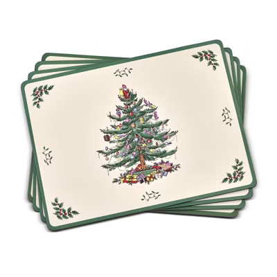 Spode Christmas Tree Placemats, Set of 4 - Cork-Backed Heat Resistant Placemats for Dining Table ... | Target
