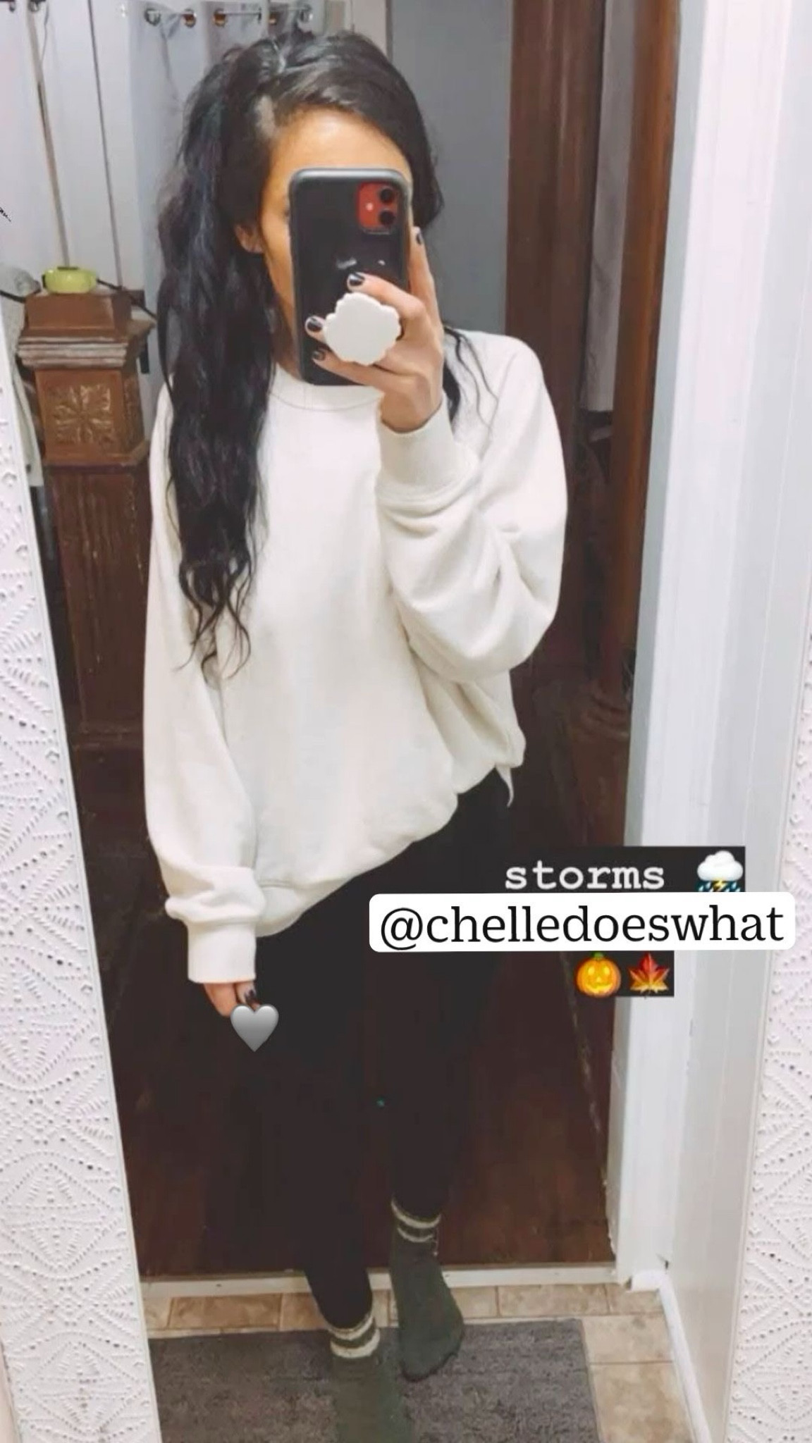 Fall outfit cozy comfy casual fleece lined leggings oversized sweatshirt vintage wool socks crew socks Crewneck sweatshirt winter outfit long hair 

#LTKStyleTip #LTKSeasonal #LTKFindsUnder50