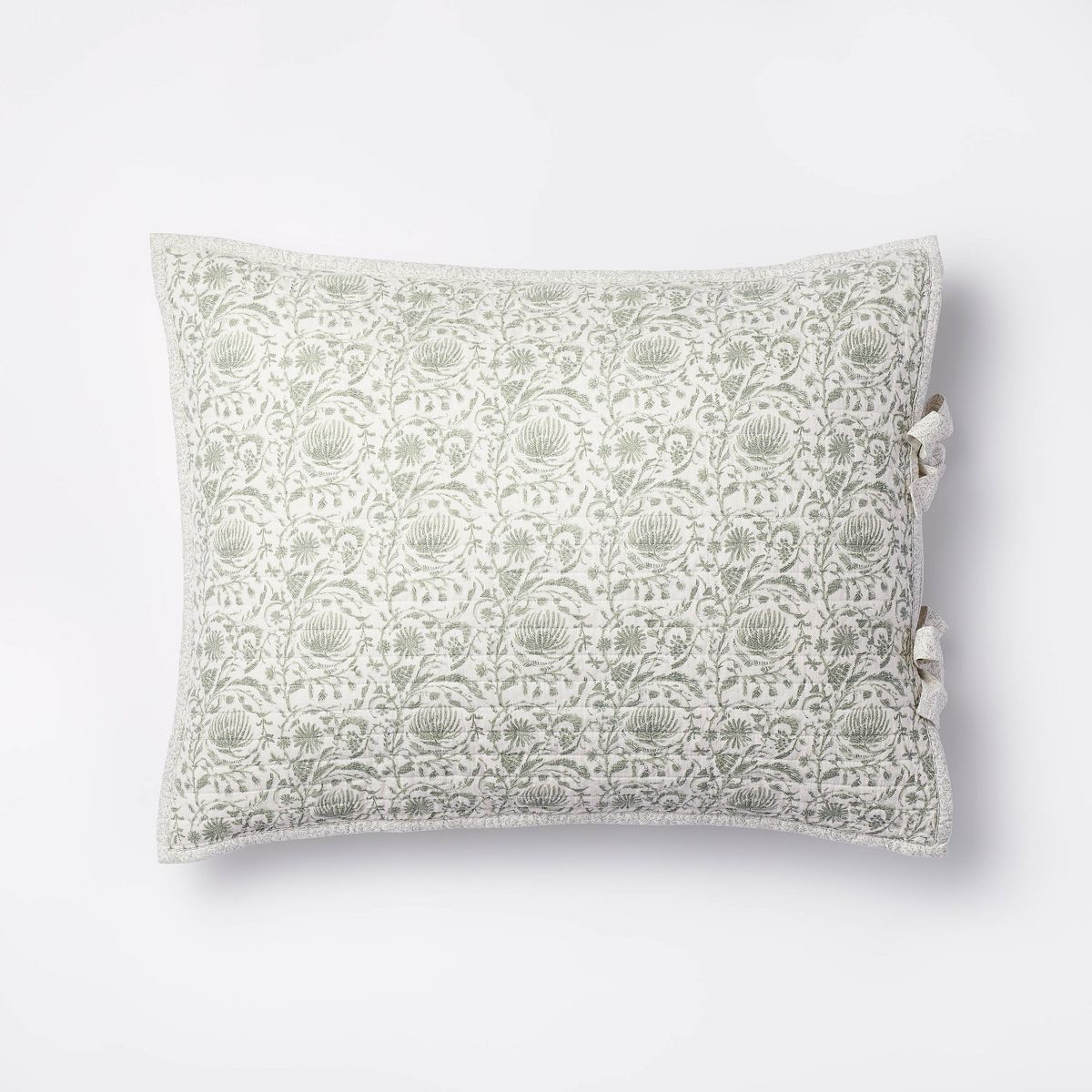 Standard Decorative Border Cotton Slub Print Quilt Sham Light Teal Green – Threshold™ designe... | Target