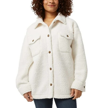 32 Degrees Women s Cozy Fleece Shirt Jacket Oversized (Cream XL/XXL) | Walmart (US)