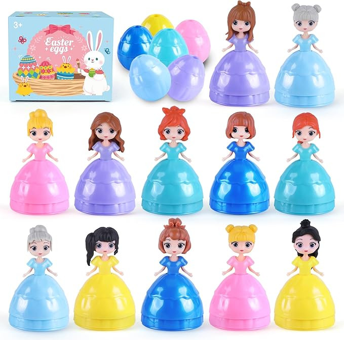 12 PCS Princess Prefilled Easter Eggs, Easter Basket Stuffer,Hunt Gifts for Kids, Classroom Prize... | Amazon (US)