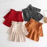 Baby Girls Knit Sweater Dress | Toddler Fall Christmas Ruffle Organic Cotton | Etsy (US)