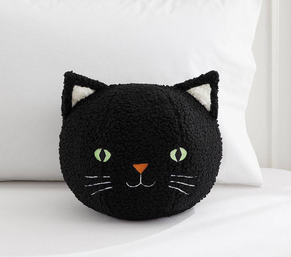 Boucle Black Cat GID Pillow, Multi | Pottery Barn Kids