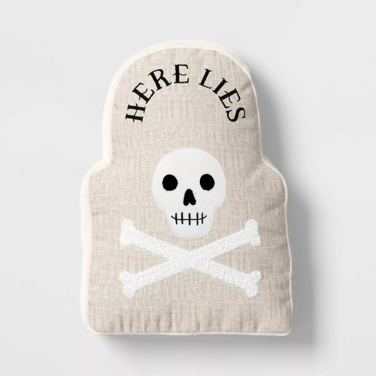 16"x11" Large Tombstone 'Here Lies' Novelty Shaped Throw Pillow Beige - Hyde and EEK! Boutique™ | Target