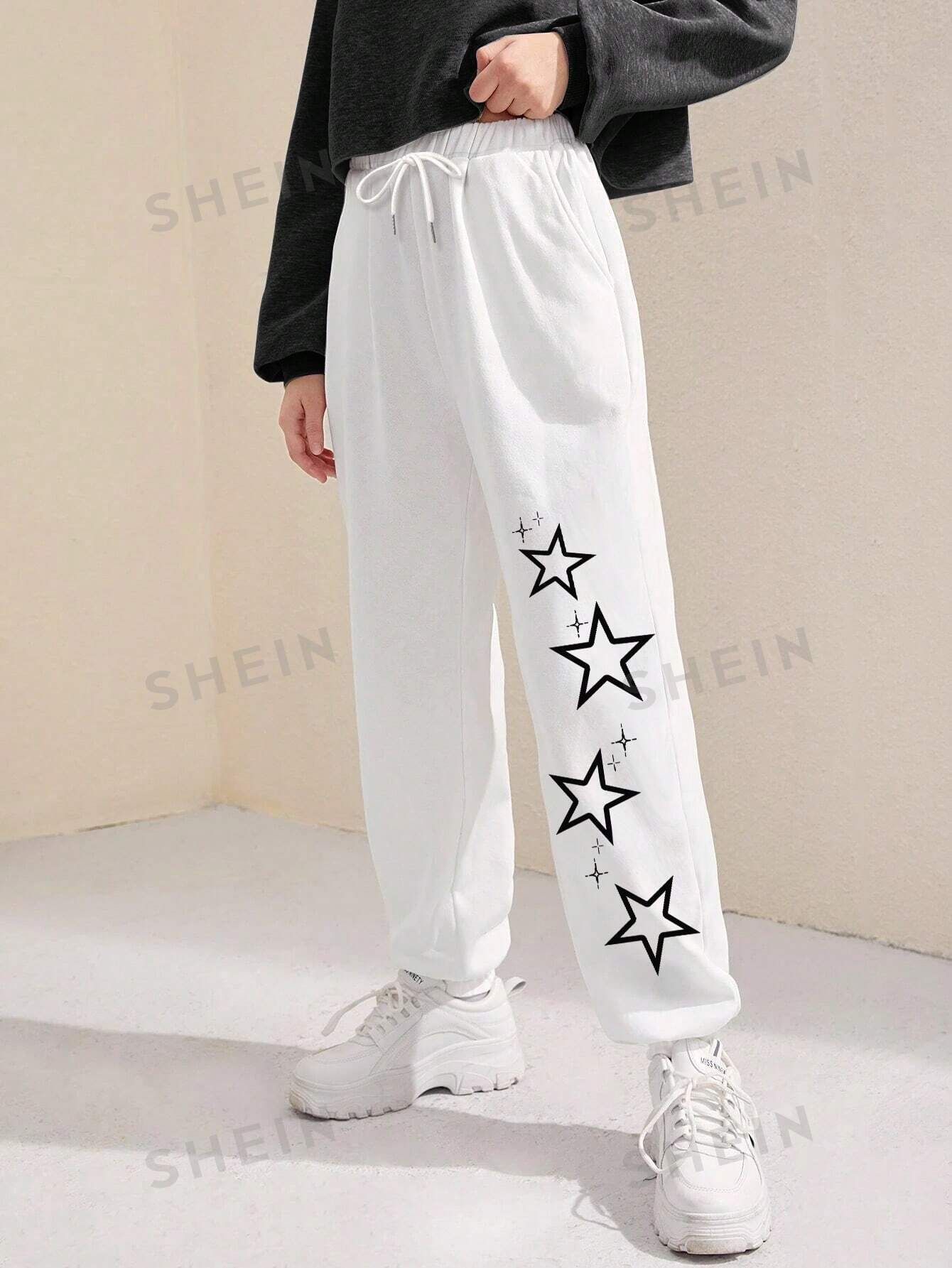 Women's Starry Print Drawstring Sweatpants | SHEIN