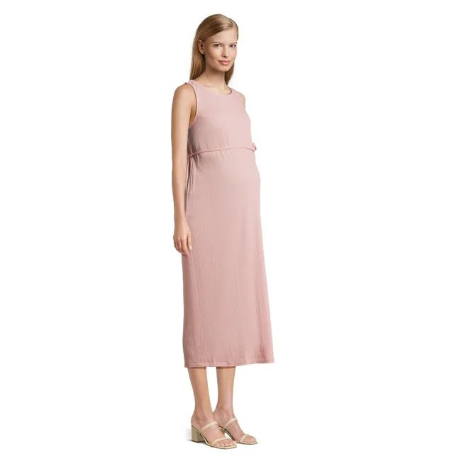 Time and Tru Women's Maternity Tie Waist Dress, Sizes S-2XL | Walmart (US)