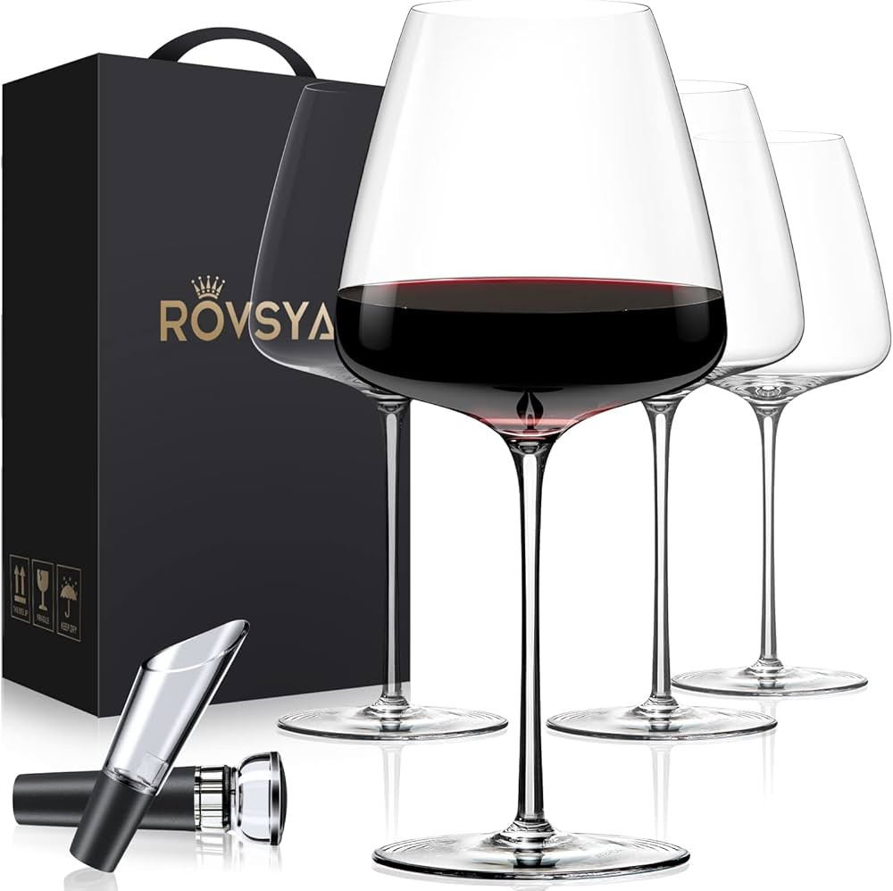 AOOE Red Wine Glasses Set of 4, Hand Blown Crystal Glasses-21 OZ,Large Burgundy Glasses- Light, C... | Amazon (US)