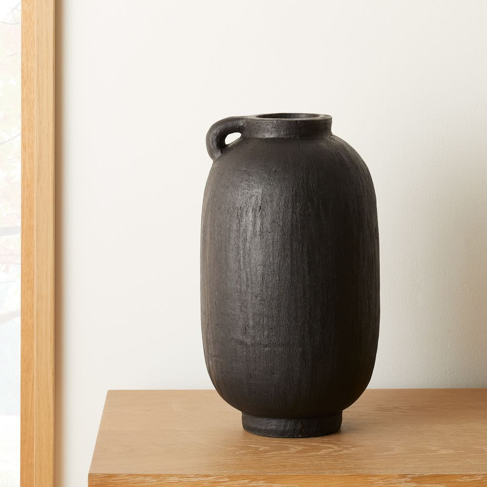 Deco Terracotta Vase, Black, Medium | West Elm (US)