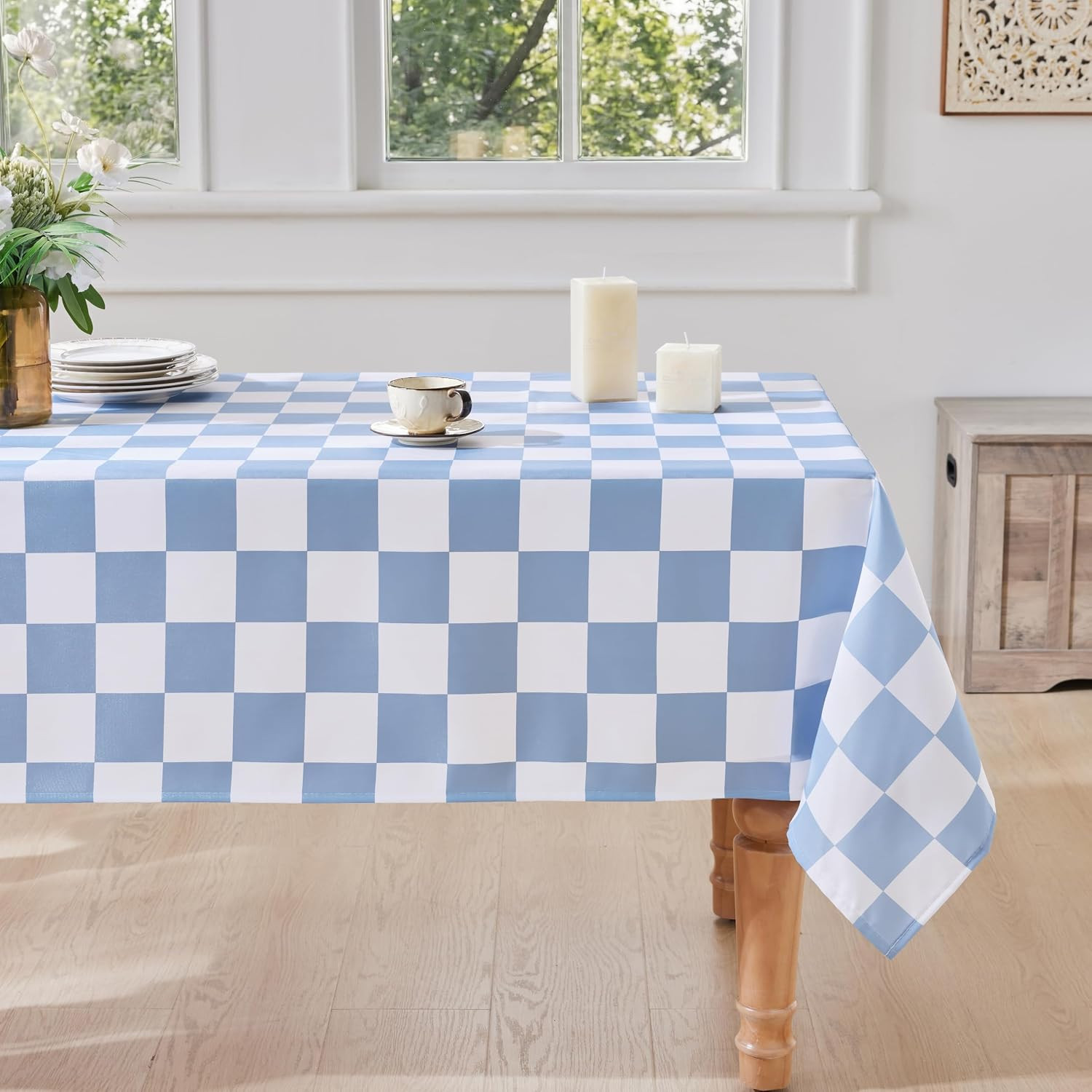 Ohocut Mantel clásico de tablero de ajedrez para picnic, fiesta, comedor, impermeable, lavable, resistente a las arrugas (azul, 55 x 71 pulgadas (rectangular)) | Amazon (US)