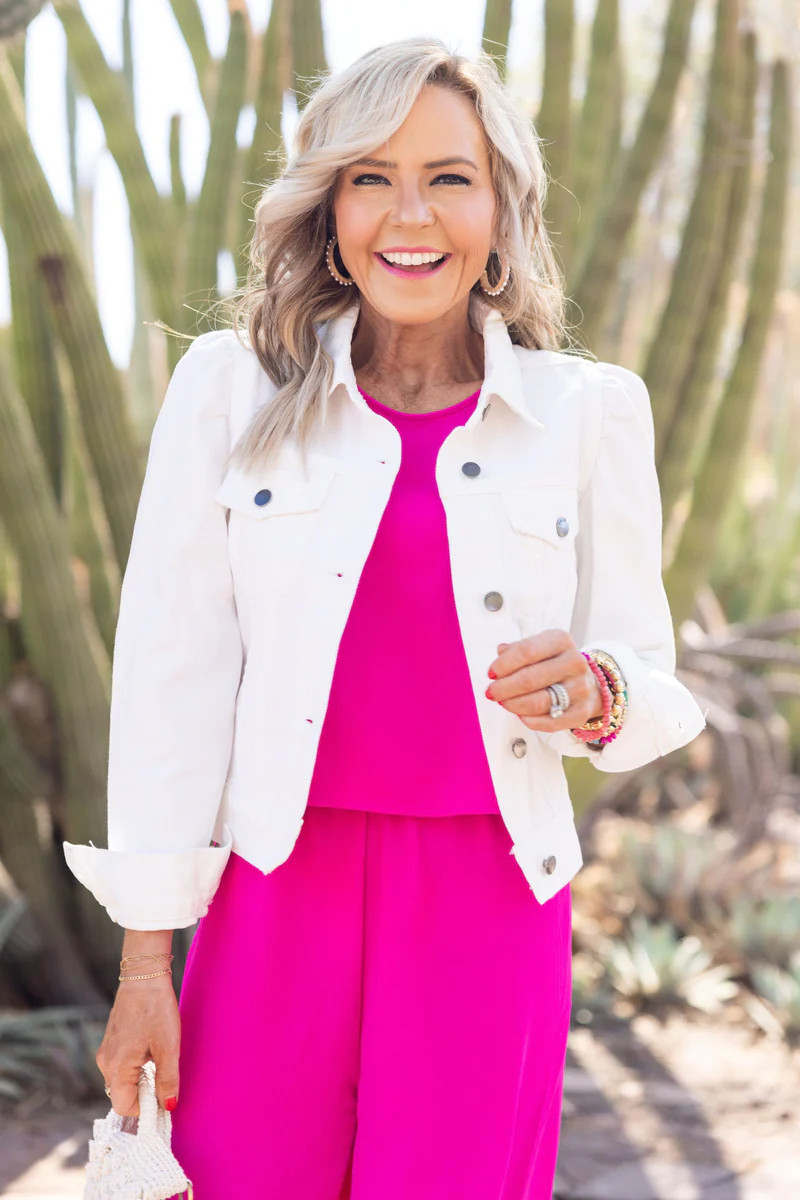 Roxanna Denim Jacket- White | Avara