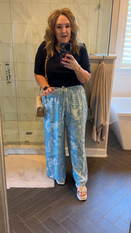 Off to our catering tasting to my daughter’s wedding!!!

Tee size large 
Pants size large short. They’re lined but lightweight and comfy. 

Spring summer outfit vacation pants Abercrombie Talbots basic tee printed pants 

#LTKover40 #LTKfindsunder100 #LTKmidsize