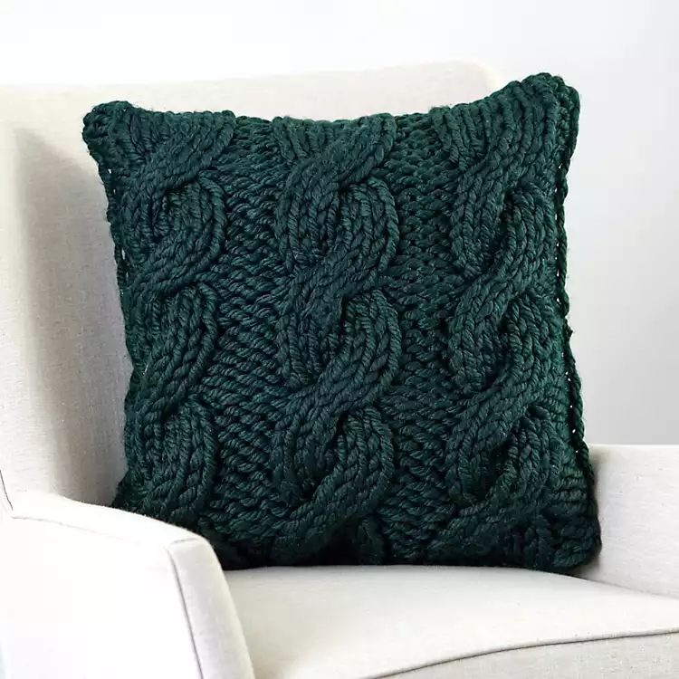 Forest Green Chunky Knit Pillow | Kirkland's Home