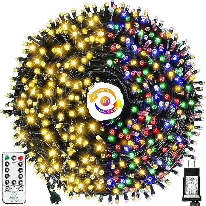 Color Changing Christmas String Lights Outdoor Indoor, 108FT 300 LED Warm White Multi Color Fairy... | Amazon (US)