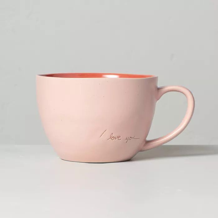 'I Love You' Speckled Stoneware Mug Matte Pink - Hearth & Hand™ with Magnolia | Target