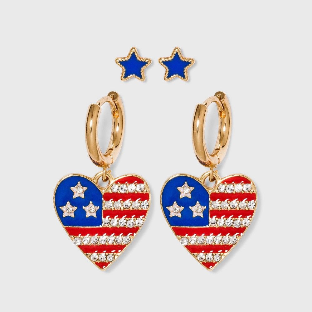 SUGARFIX by BaubleBar Star-Spangled Earring Set 2pc - Red/ White/ Blue | Target