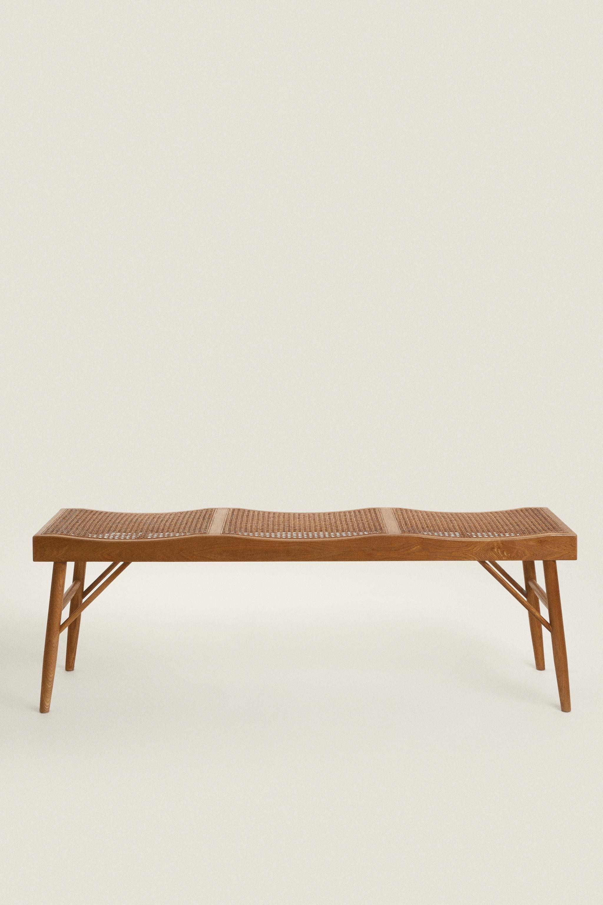 WOOD AND RATTAN BENCH | Zara US