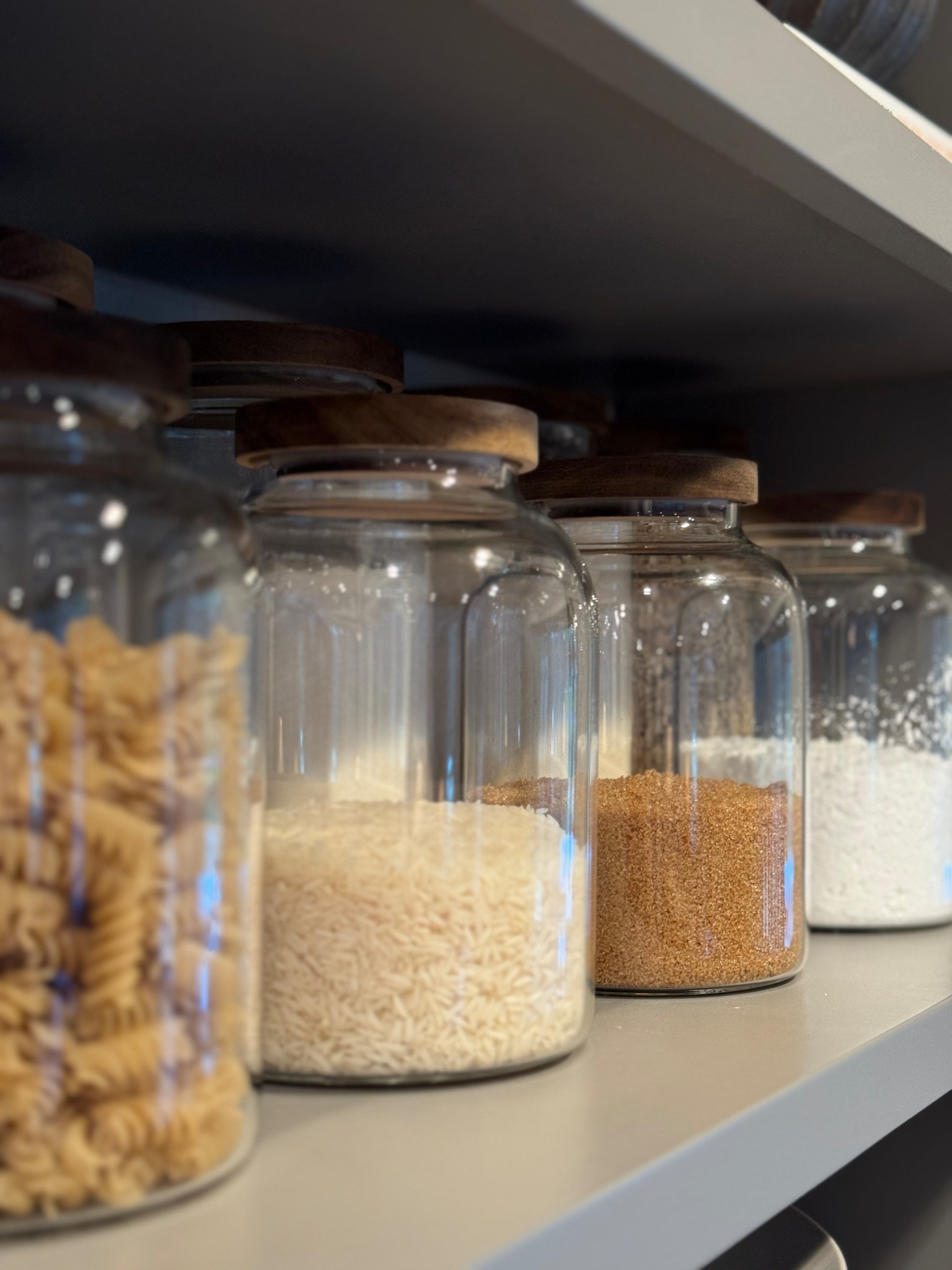 Adding these glass Canisters to hold everyday items we use was the best decision. Not only do they look pretty on my open shelving but they are functional and cleared up space in the cabinets! 

#LTKmomlife #LTKHome #LTKdayinmylife
