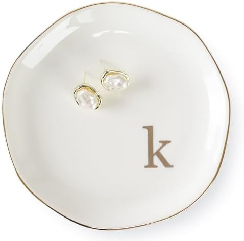 HOME SMILE Initials Ring Dish Jewery Tray with Personalized K-Monogrammed Engagement Wedding Gift... | Amazon (US)