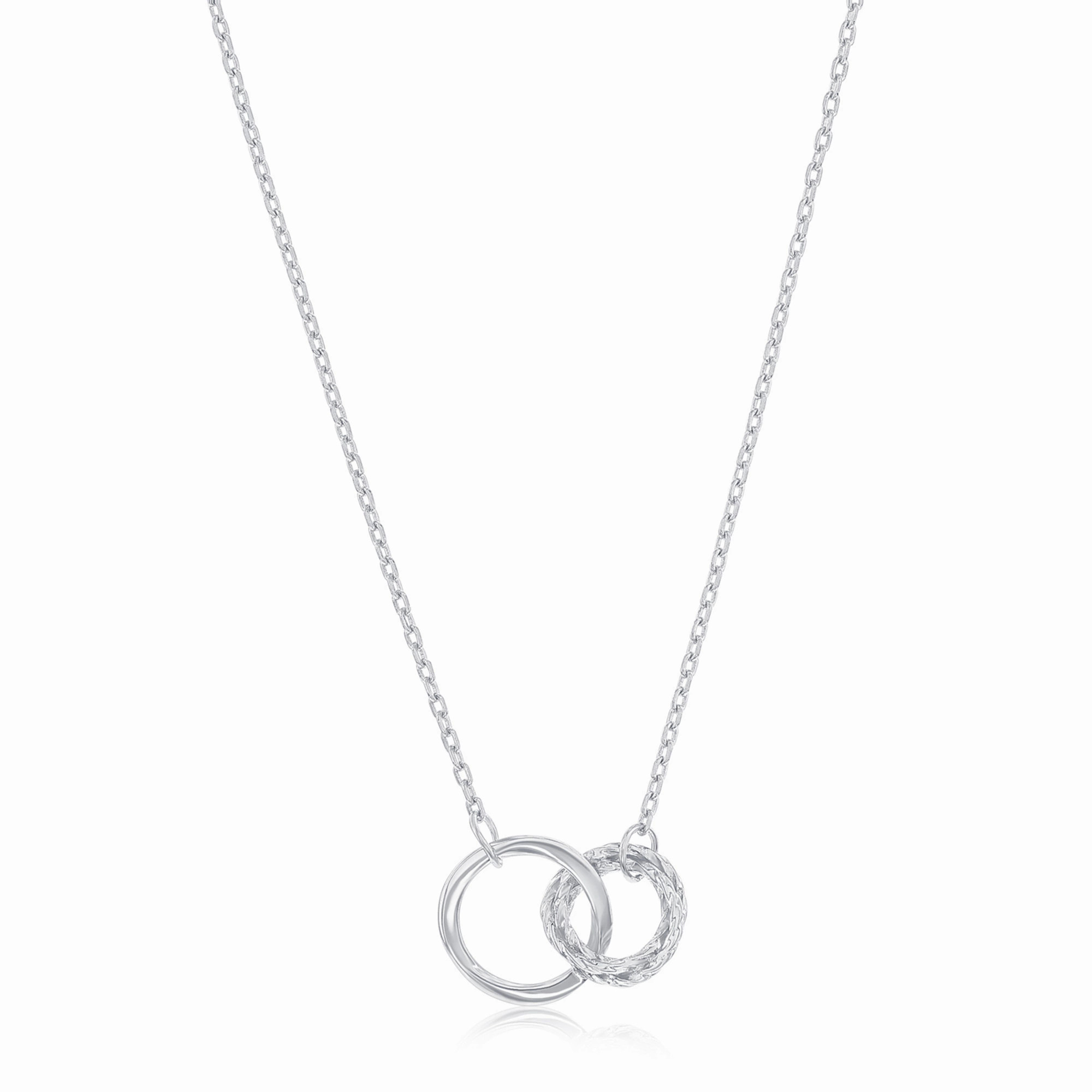 Argento Bella Sterling Silver Polished & Textured Double Circle Necklace, Women's, Size: 16-18"" ADJ | Kohl's
