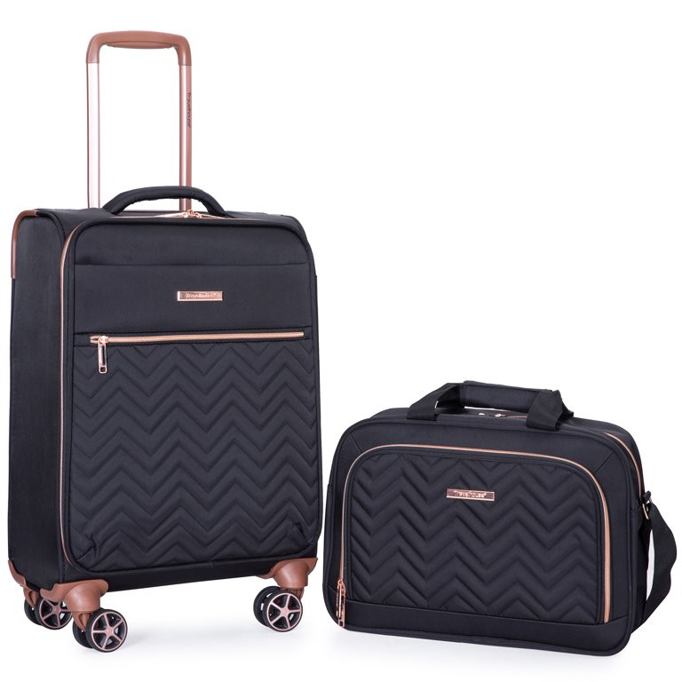 Travelhouse 2 Piece Carry On Luggage Softside Lightweight Suitcase with Spinner Wheels.(Black) | Walmart (US)