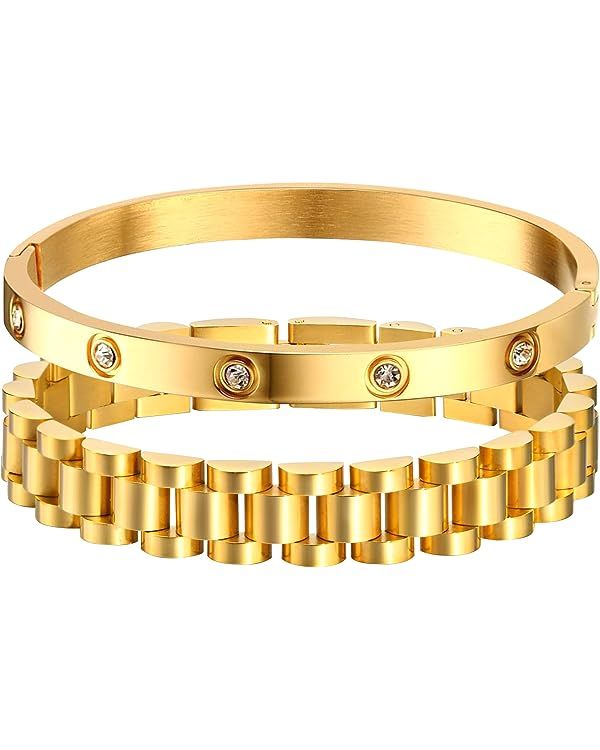 MPRAINBOW Personalized Women Thick Link Bracelet - Love Quote Name ID Engraved Link Bracelet,Adju... | Amazon (US)