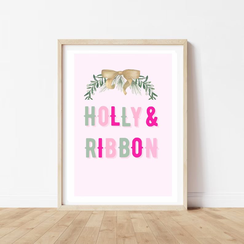 Holly & Ribbon Christmas Printable Swiftmas Party Pink - Etsy | Etsy (US)