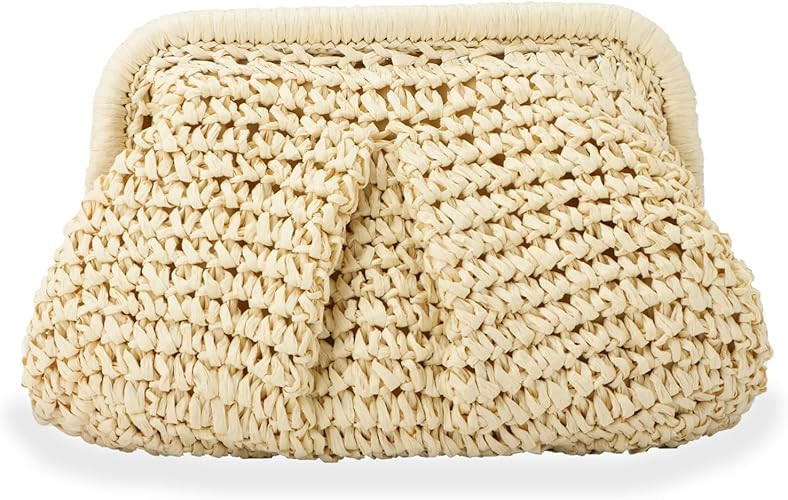 Emprier Straw Clutch Purse for Women Cloud Dumpling Pouch Straw Crossbody Shoulder Handbag Summer... | Amazon (US)