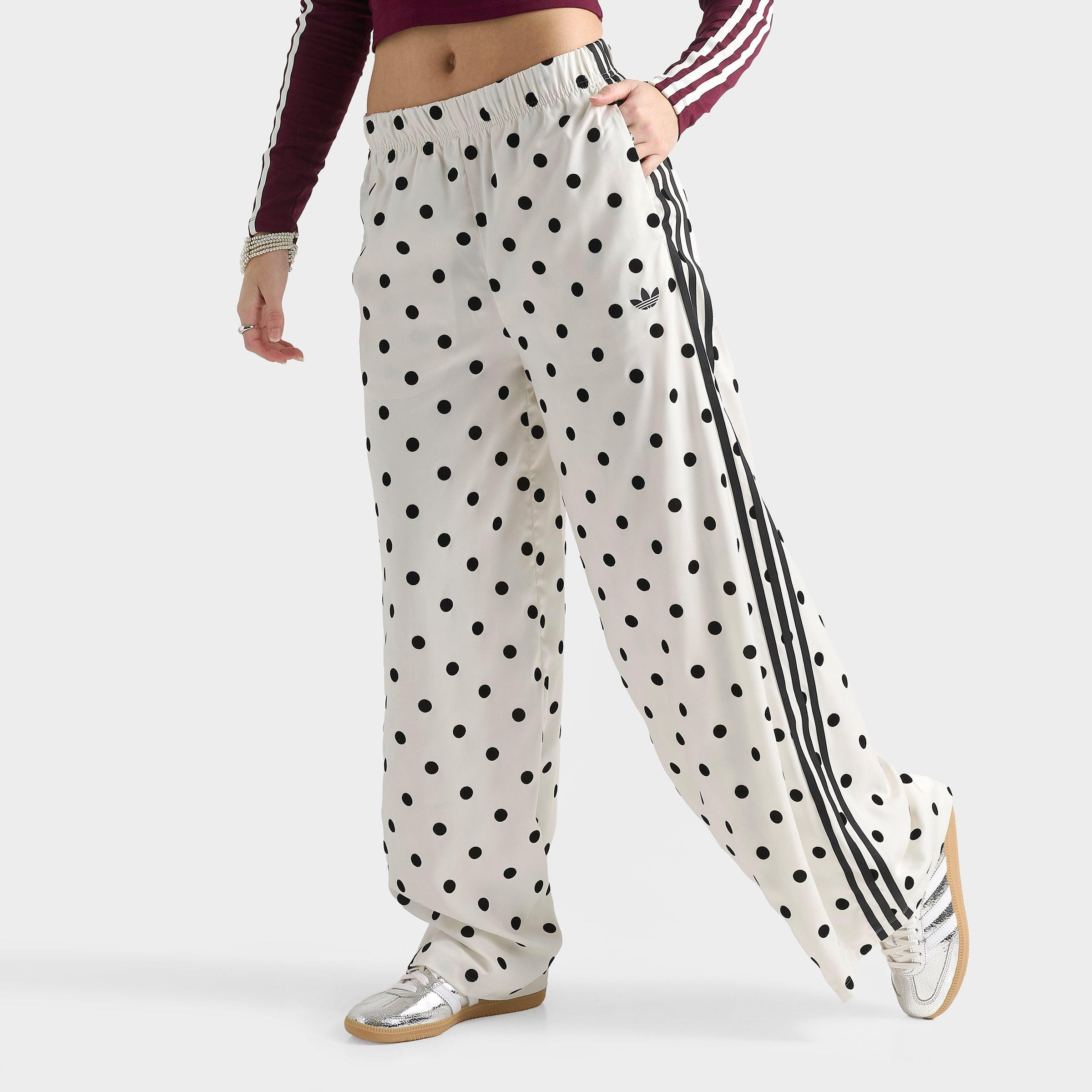 adidas Women's Originals Firebird Polka Dot Satin Wide-Leg Track Pants in Off White Size: XS | Finish Line (US)