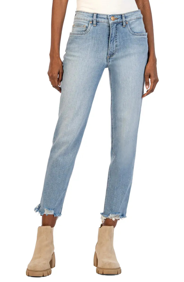 Rachael Fab Ab High Waist Raw Hem Jeans | Nordstrom