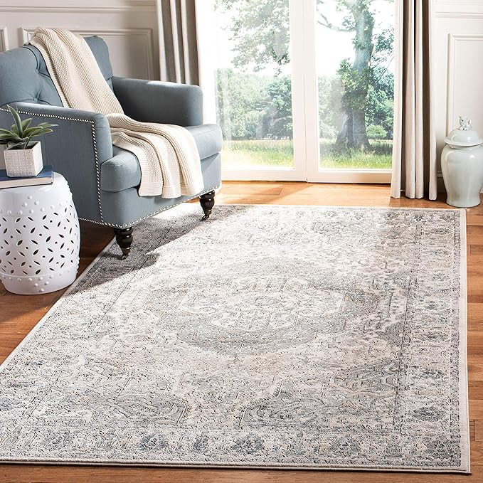 MARTHA STEWART Collection by SAFAVIEH 4' x 6' Ivory/Grey MSR867A Rancher Traditional Oriental Non... | Amazon (US)